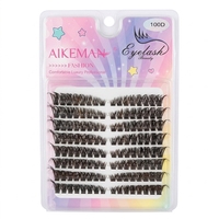 Cils ailés 100D Mega Volume 8 rangées 144C/Plateau Boîte pliable avec carte d'insertion personnalisée pour Club/Mariage/Sortie nocturne