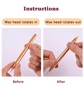Pinceau à ongles double embout en métal doré, crayon à cire torsadé pour strass, stylo de préhension auto-adhésif - Product Image 3