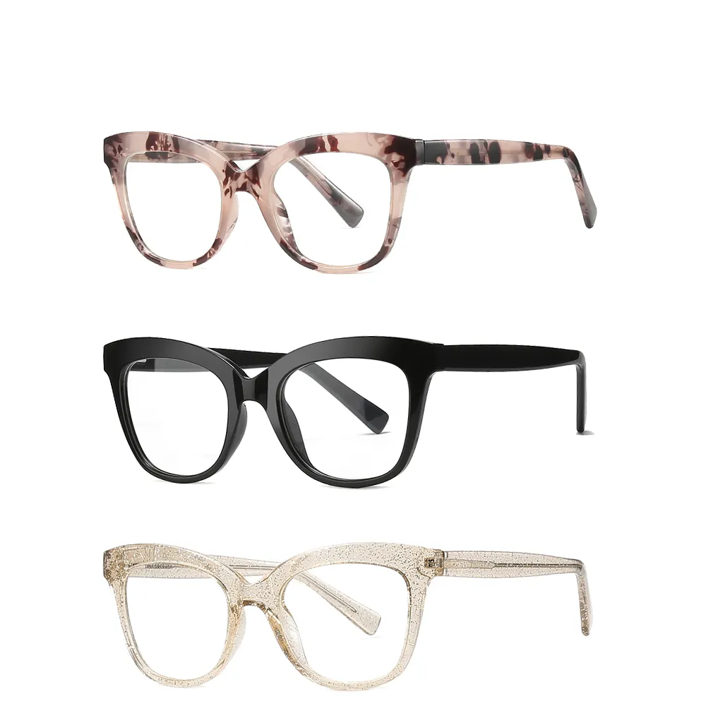 カスタムロゴ卸売出荷準備完了クリアオプティカルフレーム眼鏡TR90眼鏡眼鏡女性メガネフレーム