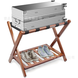Wooden Luggage Rack Foldable 3 Tier <b>Suitcase</b> Holder For Bedroom Guesthouse Hotel <b>Storage</b> - Product Image 5