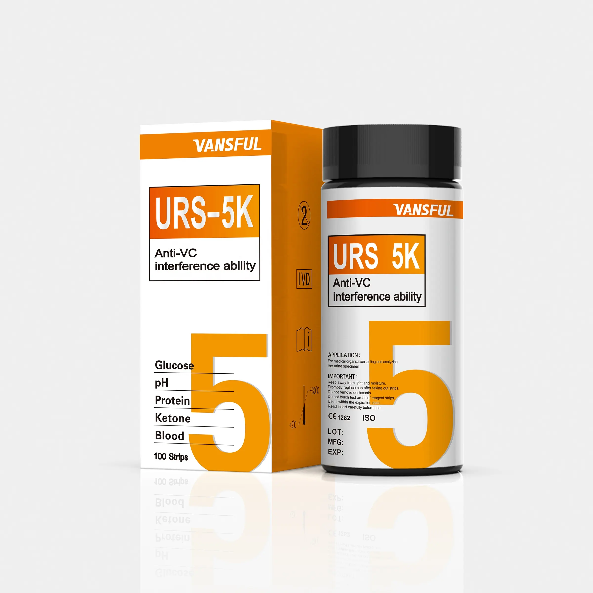 CE ISO 5 Parameter Strip Uji Reagen Urinolisis Keton Glukosa Protein PH Urinolisis Strip Reagen