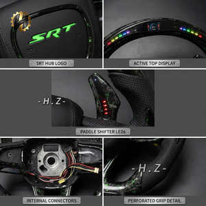 Volant en fibre de carbone forgé vert HZ avec LED pour Dodge Charger Challenger SRT Scat Pack 2016 2017 2019 2020 2021 2022 2023 - Product Image 4