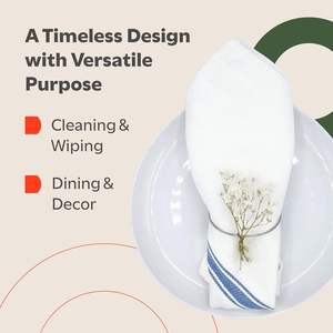 Serviettes de cuisine en coton multicolores avec rayures bleues, absorbantes, sans peluches, pour la cuisine, le nettoyage, la pâtisserie, options de logo personnalisé - Product Image 5