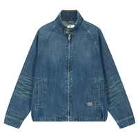 Veste de travail longue en denim vintage pour homme, en coton et chanvre foncé, à manches régulières, avec fermeture éclair bidirectionnelle, idéale pour l'hiver