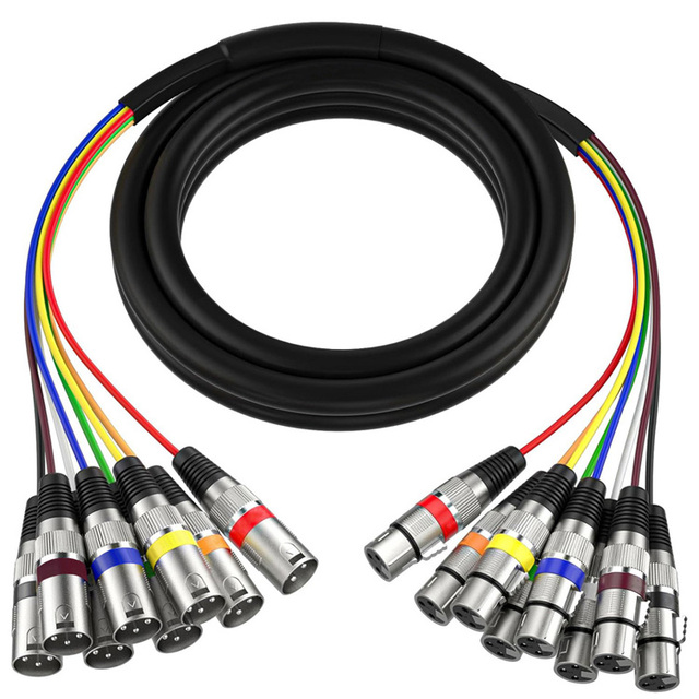 Bochara 8 Channel XLR Snake Cable Male to Female OFC Audio Foil Shielded for Broadcasting Recording 1m 3m