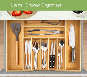 Hot Sale Drawer Dividers Organizer Cutlery Silverware Organizer <b>Kitchen</b> Drawer Tray Bamboo Drawer Organizers for House Using - Product Image 4