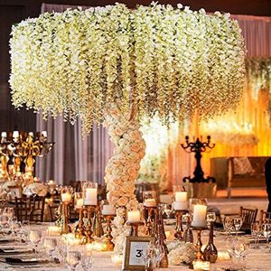 Lot de 12 magnifiques fleurs artificielles de glycine en soie à suspendre pour plafond, idéales pour les mariages - Vente Flash - Product Image 4