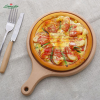 Planche à pizza ronde en bois de hêtre massif personnalisable LOMATO, 2 cm d'épaisseur, écologique et durable, idéale pour les fêtes, pour couper le pain, le steak et le gâteau