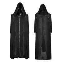 Панк рейв Y-770 дизайнерская модная одежда на молнии больших размеров с капюшоном; Длинные мужские черные плащ уличная одежда хлопковое пальто