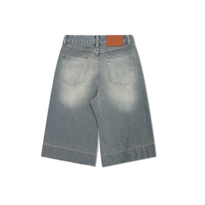 Pantalones Cortos de Mezclilla 100% Algodón de 14oz al por Mayor, Estilo Vintage Desgastado, Jorts Largos, Moda Urbana, Jorts Holgados para Hombre - Product Image 2