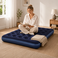 Lit d'air gonflable portable Bestway 671MC en PVC floqué, pour intérieur, extérieur, camping en voiture, lit de couchage gonflable