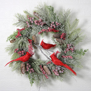 Elegantes Coronas Navideñas Ochine con Adornos de Cardenales, Decoración de Pájaros Rojos para Navidad, Decoración Interior y Exterior del Hogar - Product Image 3