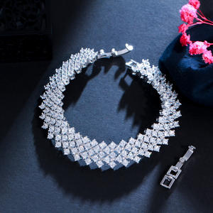 Shining Round Cut Cubic Zirconia Wide <strong>Mesh</strong> Pave <strong>Bracelet</strong> White Gold Plated Wedding Bridal CZ <strong>Bracelet</strong> for Women Engagement Party - Product Image 2