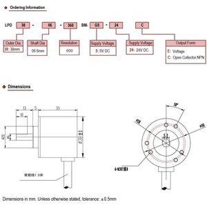 Codificador Rotatorio Aideepen 600P/R, Eje de 6mm, 5V-24V, Incremental, Fase AB, con Cables - Product Image 4