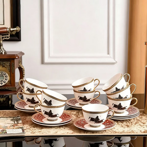 6-Piece Espresso Cup and Saucer Set with Gold Handles (Gift <b>Box</b>) - Product Image 4
