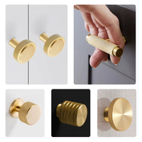 Boutons de porte d'armoires de cuisine moletés de luxe poignées de meubles en cuivre modernes boutons bouton de tiroir en laiton massif doré