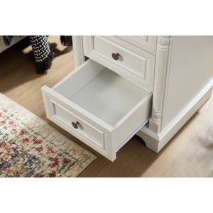 Farmhouse Style 3 <b>Drawer</b> <b>Side</b> <b>Table</b> With Charging Pedestal Tall Rustic Wood Square Nightstand Wooden Base Roman - Product Image 2