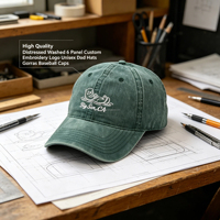 Casquette de baseball OEM en coton délavé non structuré, style Dad Hat avec visière courbée, broderie 3D, design urbain et image, unisexe