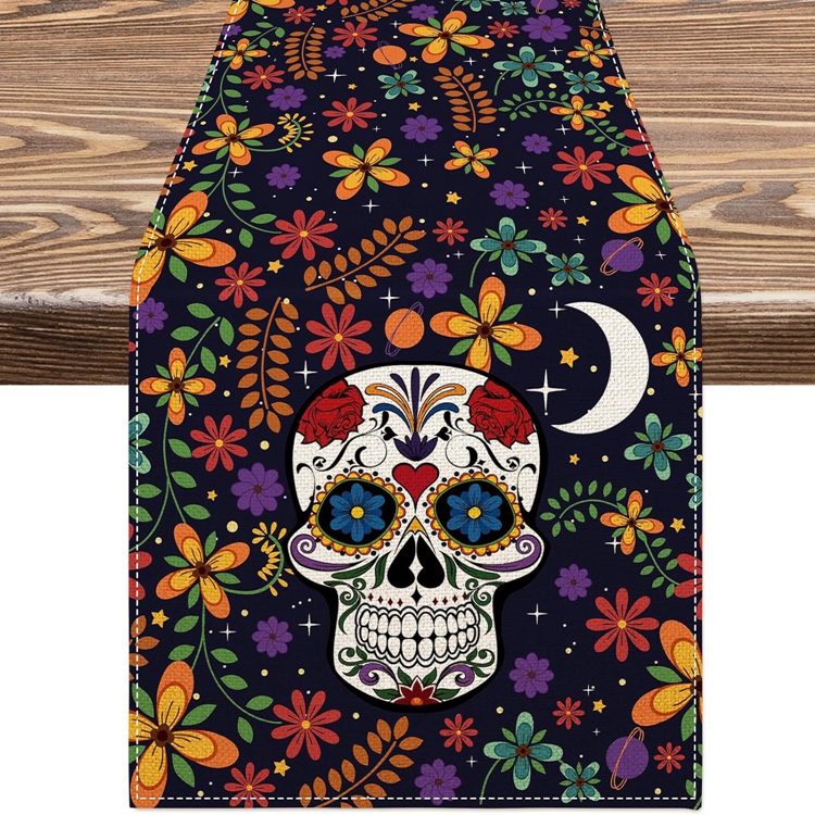 Mexican Day Of The Dead Table Runner Mexico Dia De Los...