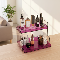 Présentoir de Rangement Cosmétique Nordique Transfrontalier à Double Niveau en Acrylique pour Bureau, Rouge à Lèvres et Soins de la Peau en Plexiglas