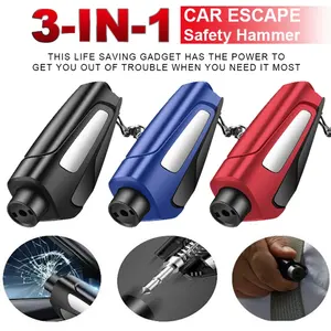 Wholesale Car Emergency Hammer Multifunction Glass Breaker <b>Safety</b> Belt Cutter <b>Keychain</b> Self Tool - Product Image 3