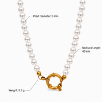Collier de perles dorées avec fermoir circulaire, pendentif rond, bijoux à la mode pour femmes, cadeau pour un usage quotidien