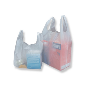 Sacs de courses en LDPE recyclables et légers avec poignées robustes pour des solutions d'emballage de vente au détail et à emporter économiques (personnalisables) - Product Image 1
