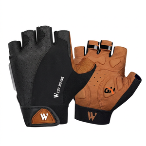 ถุงมือปั่นจักรยานแบบครึ่งนิ้ว WEST BIKING ผลิตจากหนัง PU กันน้ำ สำหรับฤดูร้อน เหมาะสำหรับการแข่งขันจักรยานเสือภูเขา มอเตอร์ไซค์ กีฬา และการปั่นจักรยานทั่วไป - Product Image 1