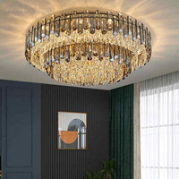 Plafonnier Suspendu Rond en Cristal K9 pour Chambre à Coucher, Luminaire Décoratif à Boule de Cristal pour Salon