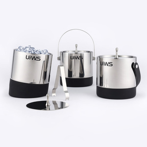 Seau à glace isotherme multi-styles UIWS 1,4 L en acier inoxydable avec base en silicone – Bacs à boissons portables pour fêtes et bars - Product Image 1