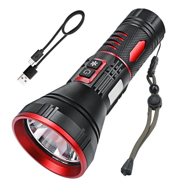 Super Bright Flashlight 630 Lumen Flashlight Led Aluminum Alloy Long Shot Powerful Flashlight With Power Bank