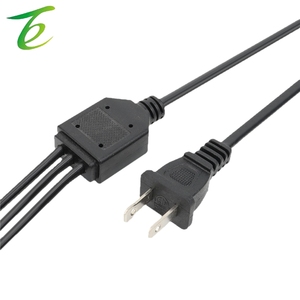 Kabel daya steker AC Stdard satu to tiga Americ, kabel colokan Amerika dua inti, kawat tembaga murni tembaga Bare Tail hitam - Product Image 5