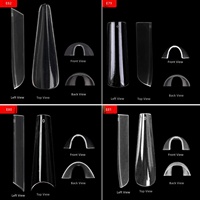 Ongles en denim transparents semi-adhésifs de style français XXL, les plus vendus, avec logo préconçu et personnalisable