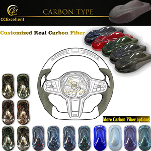 CCexcellent พวงมาลัยคาร์บอนไฟเบอร์สไตล์สปอร์ตออกแบบได้ตามต้องการสำหรับ F150 <span class=keywords><strong>Challenger</strong></span> Civic Q5ด้วยหนังสีแดงแบบมีรูพรุน - Product Image 5