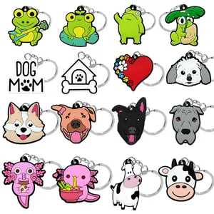 Chaveiros de pvc de animais, chaveiros de desenhos animados kawaii, sapo, gato, cobra, pato, formato de chaveiro, adequado para crianças, brinquedos, atacado, personalizado