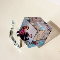 Cubo de cristal para regalo de boda, marco de foto en blanco para sublimación, impresión por transferencia de calor