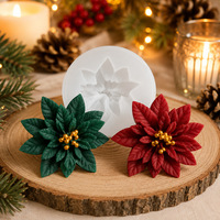 Moule en silicone pour fondant, idéal pour la décoration de gâteaux et la pâtisserie au chocolat (fleurs de Noël et feuilles de houx), qualité alimentaire