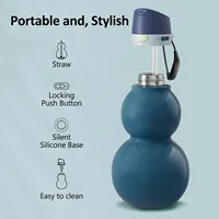 Cadeau de Noël : Gourde Isotherme en Forme de Gourde avec Couvercle 2-en-1 et Paille Verrouillable, Bouteille d'Eau Originale, Coffret Cadeau Premium