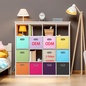 Boîte de bacs de <span class=keywords><strong>rangement</strong></span> pliable Cubes de <span class=keywords><strong>rangement</strong></span> en tissu pliable Organisateur de stockage de vêtements de chaussures avec couvercle à poignée en métal - Product Image 2