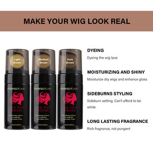 Marque privée brun foncé dentelle frontale perruque ensemble teinte <span class=keywords><strong>mousse</strong></span> et <span class=keywords><strong>mousse</strong></span> couleur de gros postiche avec orignal teinte spray - Product Image 4