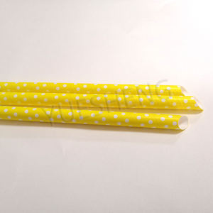 Vendita calda giallo pois 12mm biodegradabile cannucce di carta per bevande calde - Product Image 1