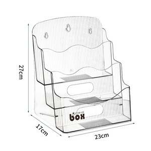 Sujetalibros de acrílico, caja de almacenamiento para estantería, organizador de escritorio, rectangular, 3 capas, tipo vertical, multiusos, para estudiantes y oficinas - Product Image 2