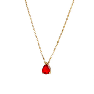 Collana con Ciondolo in Acciaio Inossidabile Placcato Oro 18k PVD Antiossidante, Personalizzabile con Cristallo a Goccia in 12 Colori, per Donne - Product Image 3