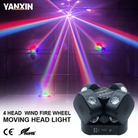 Lumière de scène à faisceau laser RGB LED à quatre têtes rotatives DMX512, éclairage de fête activé par le son pour mariage, boîte de nuit, événement