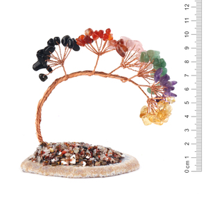 Handmade Rainbow <b>Chakra</b> Crystal Chips Modeling <b>Tree</b> Natural Agate Slice Base Gemstone Money <b>Tree</b> for Feng Shui - Product Image 4