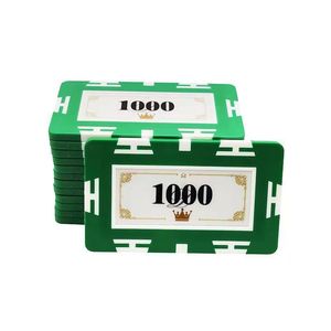 Fichas de Póker de 1000 Unidades, Verdes, Rectangulares, Duraderas, para Uso en Salas de Juego - Product Image 1