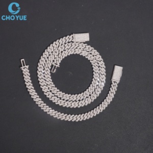 Collar de Cadena Figaro Unisex de Plata 925 con Moissanita VVS de Corte Brillante, Chapado en Rodio, Joyería Hip Hop, para Uso Diario - Product Image 1