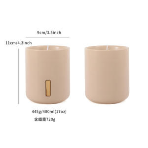 Df1670 Coupe à bougie en céramique cylindrique vide avec couvercle en bois pour cadeau - Product Image 5