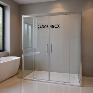 Puerta de Ducha Corredera Doble Cromada de 44-48 Pulgadas de Ancho x 72 Pulgadas de Alto, Semi Sin Marco, Vidrio Templado de 1/4 de Pulgada, Diseño Contemporáneo para Baño - Product Image 2