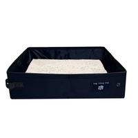 Bac à litière carré portable pour chat, toilette extérieure pliable, compatible voiture, design anti-éclaboussures, facile à nettoyer, manuel